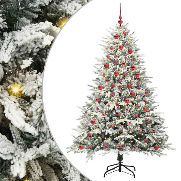 vidaXL Albero di Natale Artificiale Pre-illuminato con Set di Palline