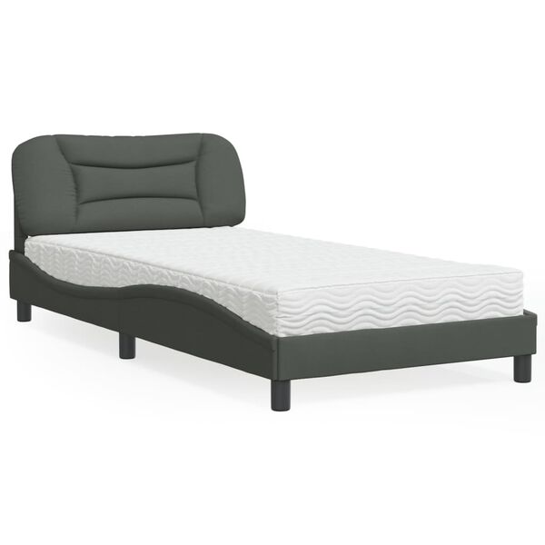vidaXL Letto con Materasso Hvar Grigio Scuro 100x200 cm in Tessuto