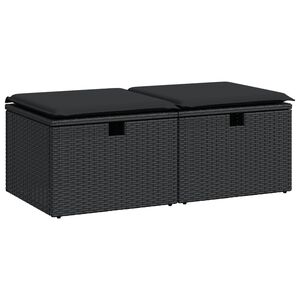 vidaXL Set Divani da Giardino con Cuscini 2 pz Nero Polyrattan Acacia