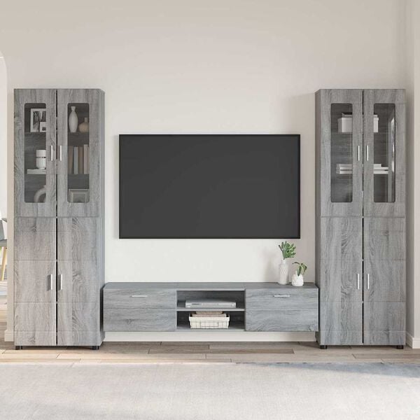 vidaXL Set mobile TV con porta FLORIN Grigio Sonoma Legno multistrato