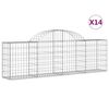 vidaXL Cesti Gabbioni ad Arco 14 pz 200x30x60/80 cm Ferro Zincato