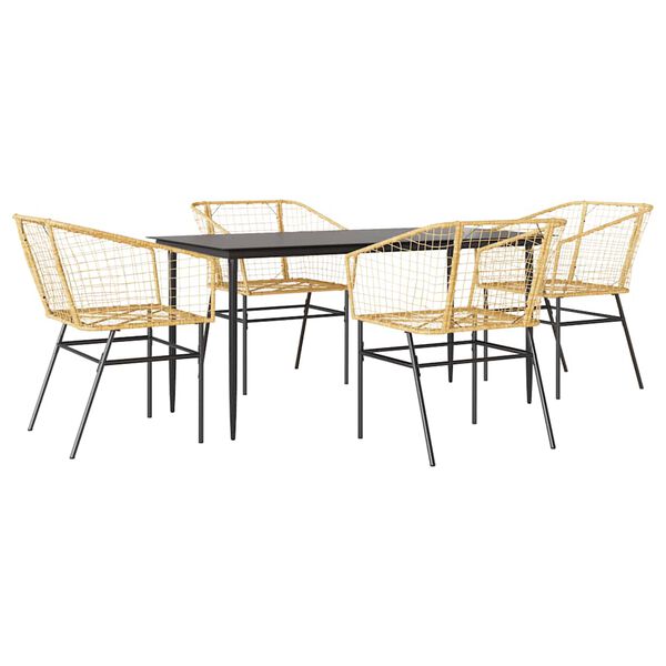 vidaXL Set da Pranzo da Giardino 5pz Polyrattan Vetro
