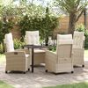 vidaXL Set da Pranzo per Giardino con cuscino 5 pcs Beige polyrattan