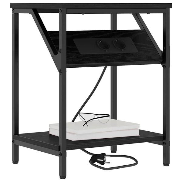 vidaXL Armadio da Notte Rovere Nero 38 x 30 x 48 cm Legno multistrato