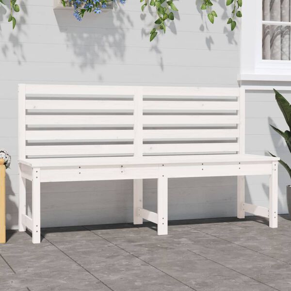 vidaXL Panca da Giardino Bianca 157,5 cm in Legno Massello di Pino