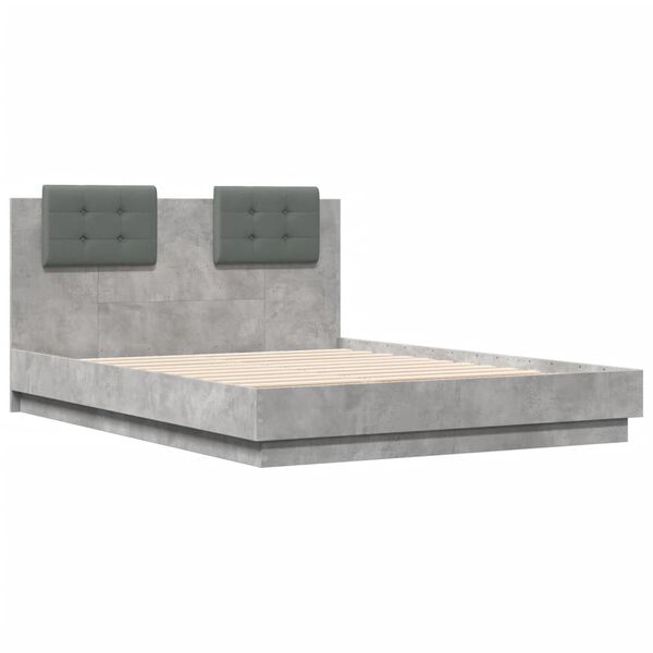 vidaXL Giroletto Testiera Grigio Cemento 135x190 cm Legno Multistrato