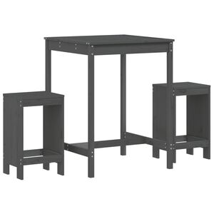 vidaXL Set Bar da Giardino 3 pz Grigio in Legno Massello di Pino