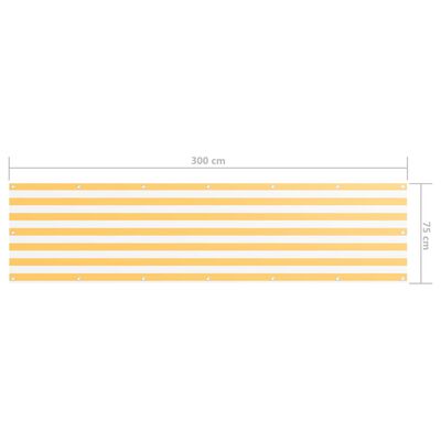 vidaXL Paravento da Balcone Bianco e Giallo 75x300 cm Tessuto Oxford