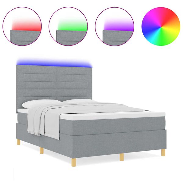 vidaXL Letto a molle con materasso Grigio chiaro 140 x 190 cm Tessuto