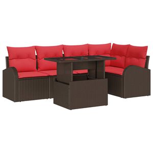 vidaXL Set Divano da Giardino 6 pz 5-Numero di posti Marrone e Rosso