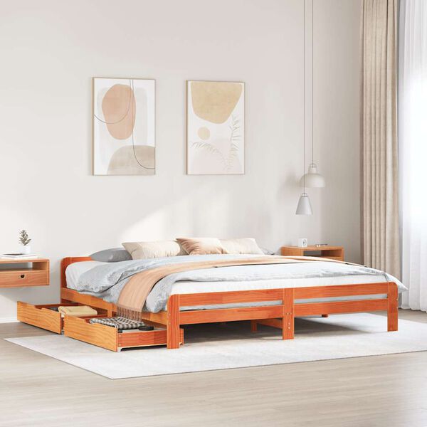vidaXL Letto senza Materasso Marrone Cera 180x200 cm in Legno di Pino