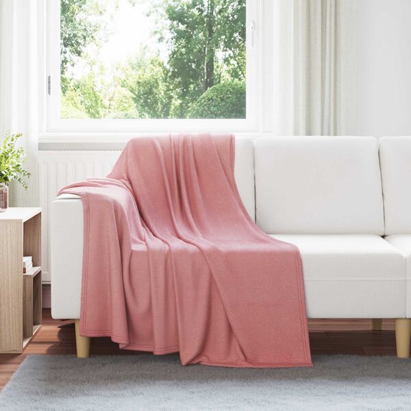 vidaXL Coperta Rosa 170 x 130 cm Panno