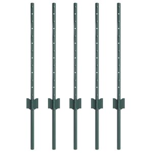 vidaXL Palo della recinzione 5 pcs Verde 100 cm Acciaio