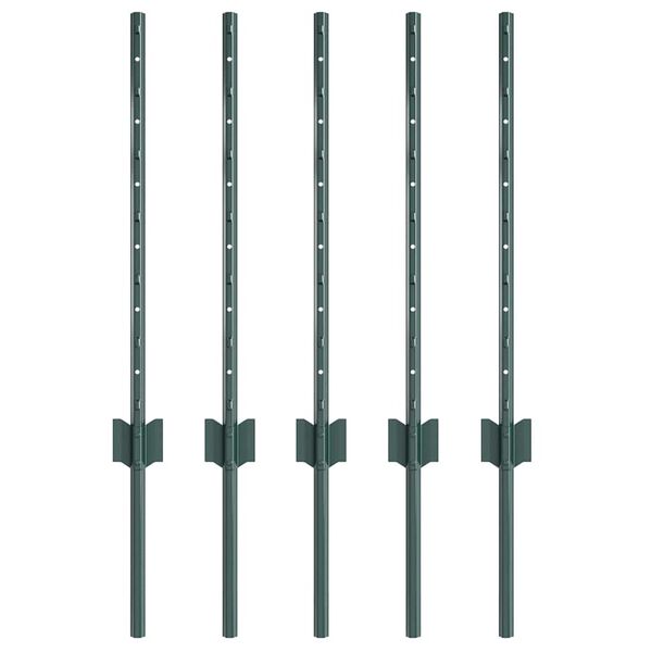 vidaXL Palo della recinzione 5 pcs Verde 100 cm Acciaio