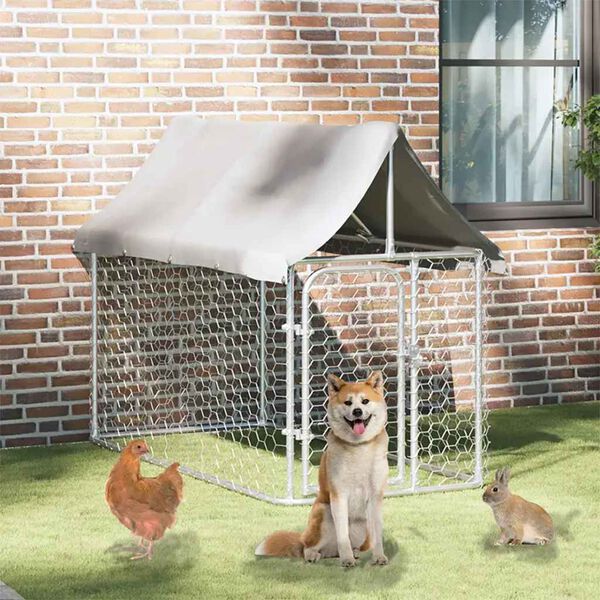 vidaXL Gabbia per Cani da Esterno con Tetto 200x100x150 cm