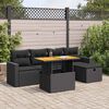 vidaXL Set Divano da Giardino 6 pz con Cuscini Nero Polyrattan Acacia