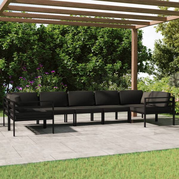 vidaXL Set Divani da Giardino 7 pz con Cuscini in Alluminio Antracite