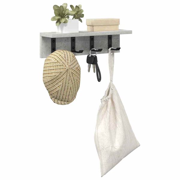 vidaXL Appendiabiti a muro Grigio cemento 40 x 10,5 x 10,5 cm