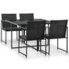 vidaXL Set da Pranzo da Giardino 5 pz con Cuscini in Polyrattan Nero