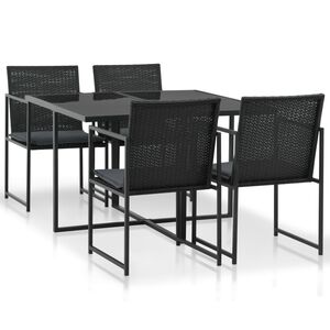 vidaXL Set da Pranzo da Giardino 5 pz con Cuscini in Polyrattan Nero