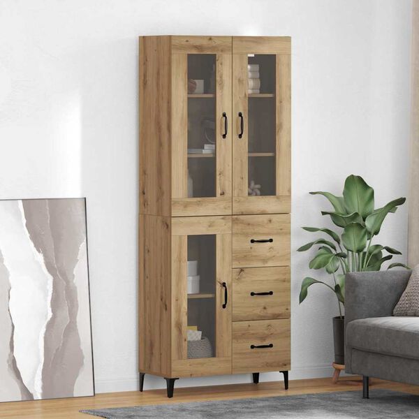 vidaXL Credenza con cassetto Rovere artigianale 69,5 x 34 x 180 cm