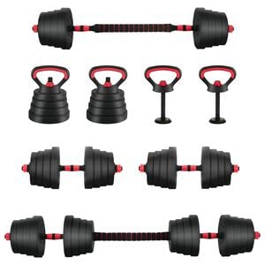 vidaXL Set di manubri 4-in-1 30 kg Nero e Rosso