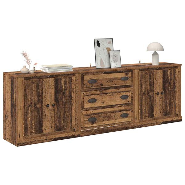 vidaXL Sideboards con cassetto 3 pcs Legno antico 210 x 35,5 x 67,5 cm