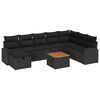 vidaXL Set Divano da Giardino con cuscino 9 pcs Nero polyrattan