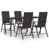 vidaXL Set da Pranzo da Giardino 5 pz Nero e Marrone in Polyrattan