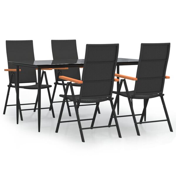 vidaXL Set da Pranzo da Giardino 5 pz Nero e Marrone in Polyrattan