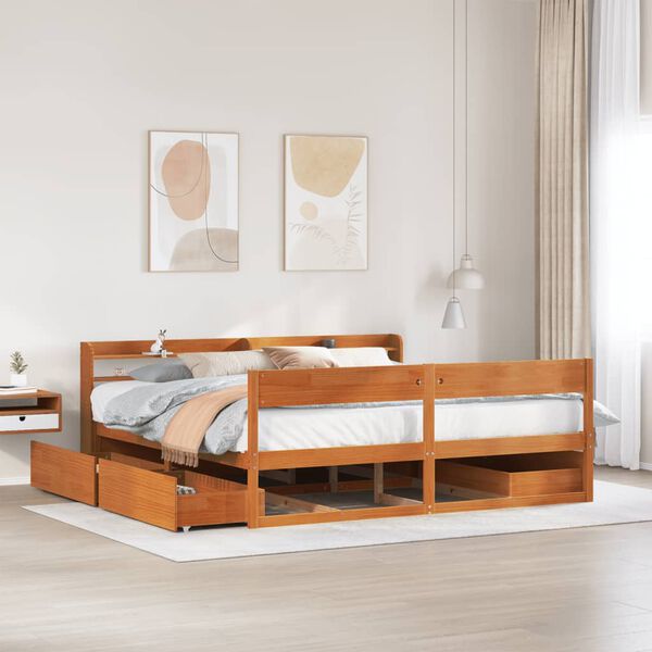 vidaXL Letto senza Materasso Marrone Cera 180x200 cm in Legno di Pino