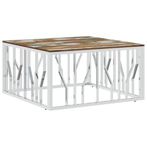 vidaXL Tavolino Salotto Argento in Acciaio Inox e Legno di Recupero