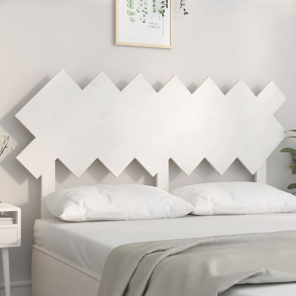 vidaXL Testiera per Letto Bianca 141x3x80,5 cm Legno Massello di Pino