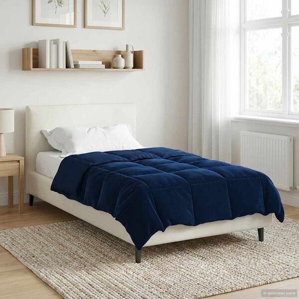 vidaXL Duvet Invernale Trapuntato Blu Scuro 155 x 200 cm Microfibra