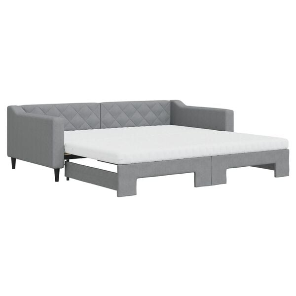 vidaXL Divano Letto Estraibile Materassi Grigio Chiaro 100x200 Tessuto