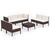 vidaXL Set Divani da Giardino 8 pz con Cuscini in Polyrattan Marrone