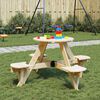 vidaXL Tavolo da Picnic per 4 Bambini Rotondo con Foro in Legno Abete