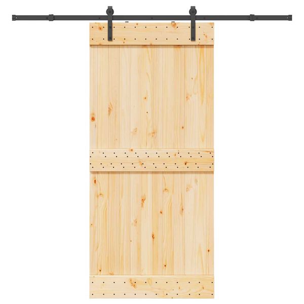 vidaXL Porta Scorrevole con Set Hardware 95x210 cm Legno Massello Pino