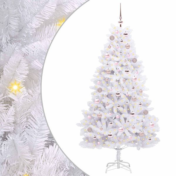 vidaXL Albero di Natale Artificiale con Rami Pieghevoli Bianco 180 cm