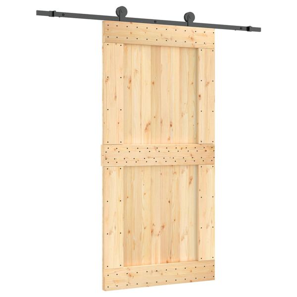 vidaXL Porta Scorrevole con Set Hardware 100x210cm Legno Massello Pino