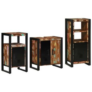 vidaXL Set di mobili per il bagno 3 pz Multicolore e nero