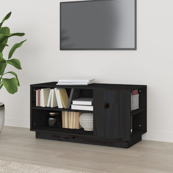 vidaXL Mobile Porta TV Nera 80x35x40,5 cm in Legno Massello di Pino