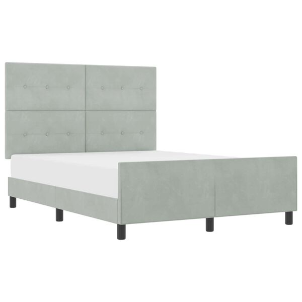 vidaXL Letto a molle con testiera Grigio chiaro 140 x 190 cm Velluto