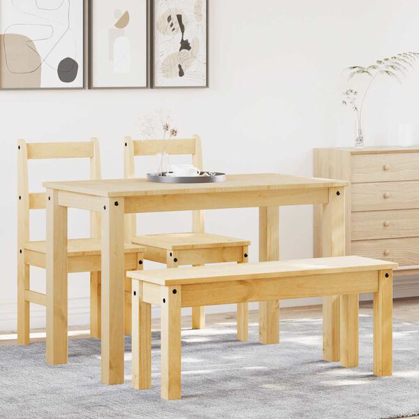 vidaXL Set da Pranzo 4 pz Panama in Legno Massello di Pino