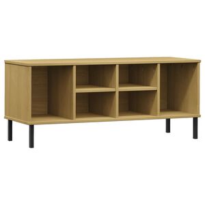 vidaXL Scarpiera Gambe Metallo Marrone 106x35x45cm Legno Massello OSLO