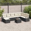 vidaXL Set di divani con cuscino 9 pcs Nero e Crema polyrattan