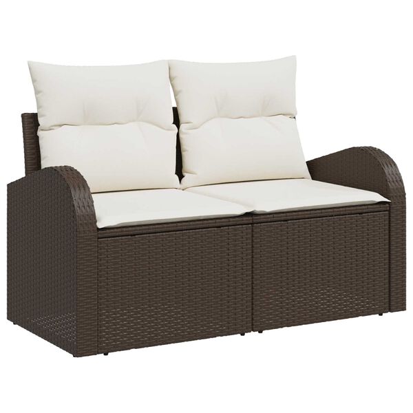 vidaXL Set di divani con cuscino 8 pcs Marrone e bianco polyrattan