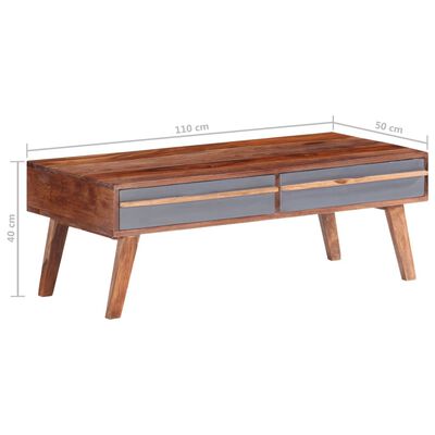vidaXL Tavolino da Salotto Grigio 110x50x40 cm in Legno di Sheesham