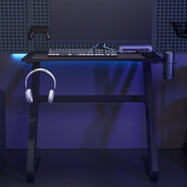 vidaXL Scrivania da Gaming con Gambe a ZZ Nera 90x60x75 cm
