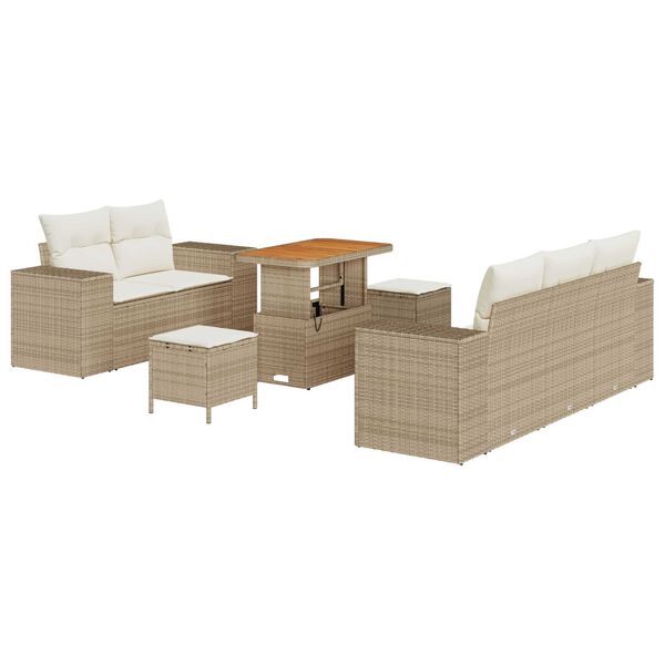 vidaXL Set Divano da Giardino con cuscino 8 pcs Beige polyrattan